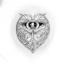 Realistic heart with psychodelic eyes on it tattoo design idea