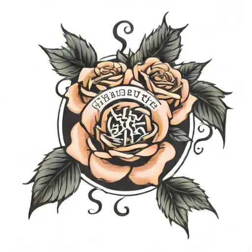 roses with the phrase principles, strength, character and honor tattoo design idea