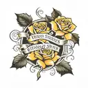 roses with the phrase principles, strength, character and honor tattoo design idea