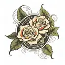 roses with the phrase principles, strength, character and honor tattoo design idea