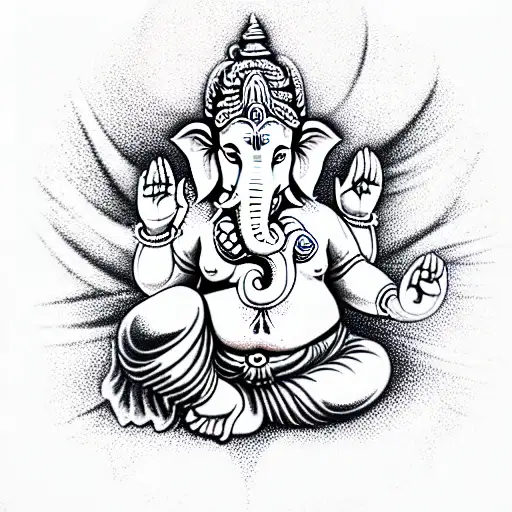lord Ganesh with cosmic power tattoo design idea