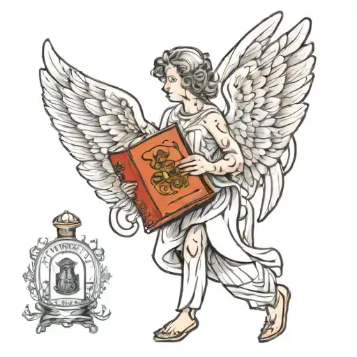 alcohol, angel, book tattoo design idea
