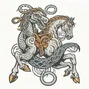 snake strangling horse running tattoo design idea