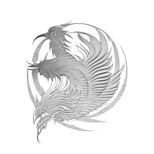 vertical Phoenix along the spine with flowers and elements representing cities - Hyderabad, Kuwait, Toronto, NYC tattoo design idea