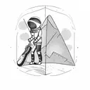 Astronaut playing a guitar on top of a pyramid tattoo design idea