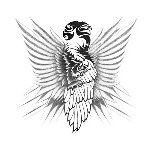 Iowa Hawkeyes logo transformed into a fierce hawk with wings spread wide tattoo design idea