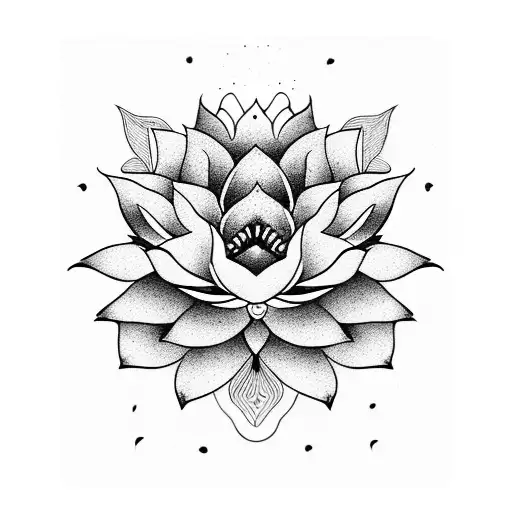 lotus flower with number 9 tattoo design idea