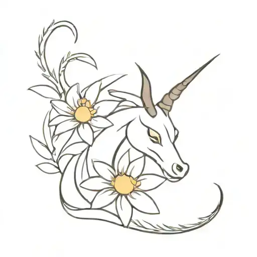 Daisy aries dragon  tattoo design idea