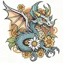 Daisy aries dragon  tattoo design idea