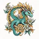 Daisy aries dragon  tattoo design idea