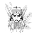Indian woman with feathers looking to the right tattoo design idea
