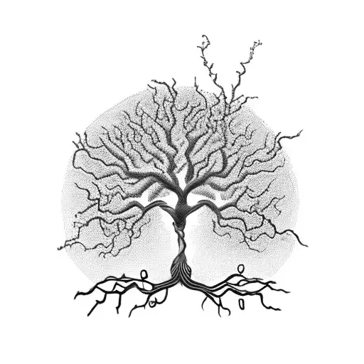 A heart-shaped infinity symbol intertwined with a sprouting tree, representing everlasting love and growth tattoo design idea