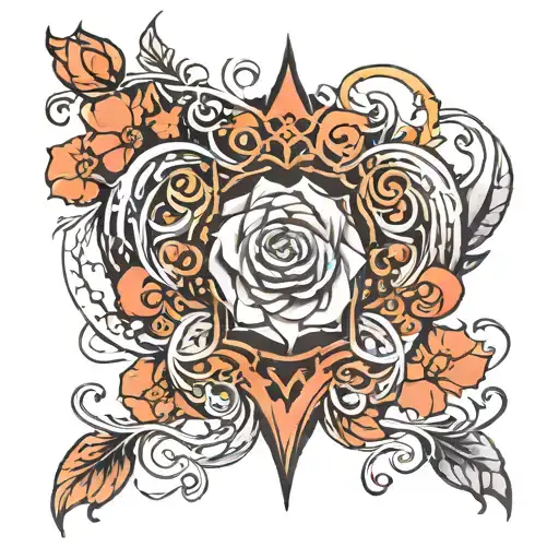 A symbolic tattoo that represents true love and a deep connection, chaos and depression, personal growth and tattoo design idea