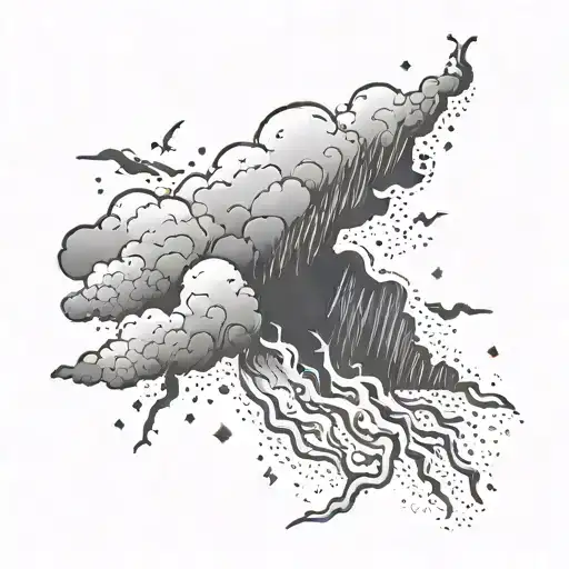 winter storm cloud with lightning tattoo design idea