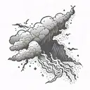winter storm cloud with lightning tattoo design idea