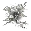winter storm cloud with lightning tattoo design idea