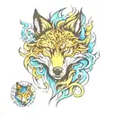 wolf fire and ice  tattoo design idea