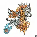 wolf fire and ice  tattoo design idea