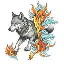 wolf fire and ice  tattoo design idea
