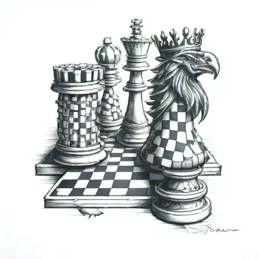 rook and chessboard tattoo design idea