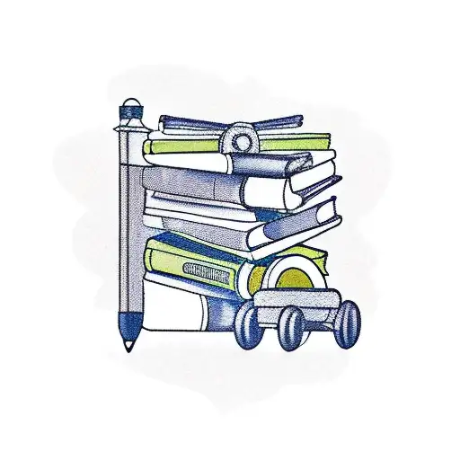 book and rollerskates tattoo design idea