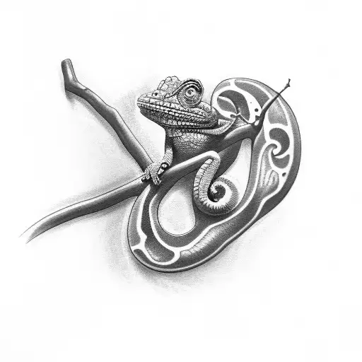 chameleon on blackberry vine tattoo design idea