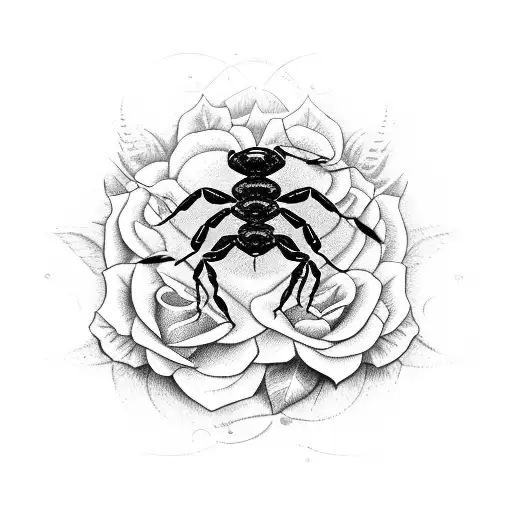 Scorpion with 2 roses tattoo design idea