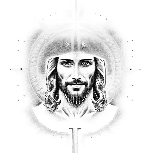 Jesus with a blank face on a cross tattoo design idea