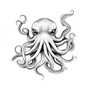 Octopus hippy no color tattoo design idea
