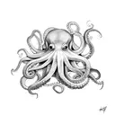 Octopus hippy no color tattoo design idea