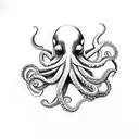Octopus hippy no color tattoo design idea