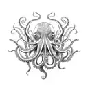 Octopus hippy no color tattoo design idea