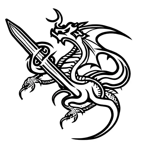 dragon sword Halloween black large 8.25" temporary tattoo discount  fake tattoo | eBay