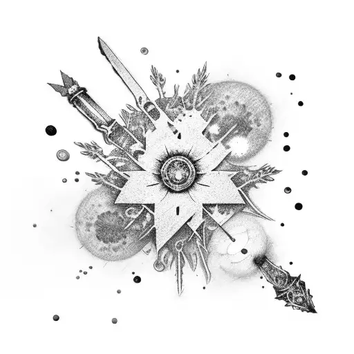 nier automata sword with lunar tears flower wrapped around tattoo design idea