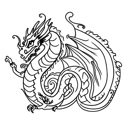 bluebells with dragon tattoo design idea