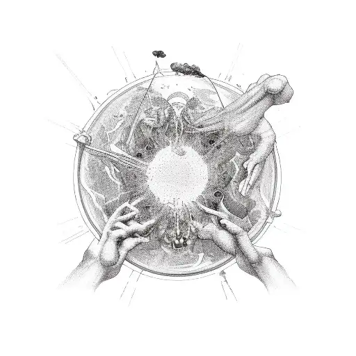 Adam creation hands in a circle  tattoo design idea