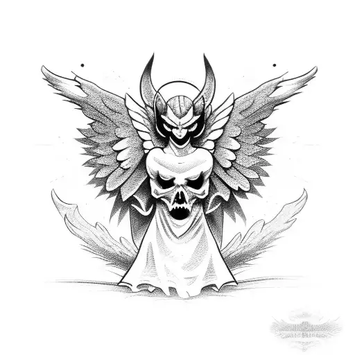Angel vs demon tattoo design idea