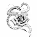 Sword with a snake and a rose tattoo design idea