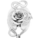 Sword with a snake and a rose tattoo design idea