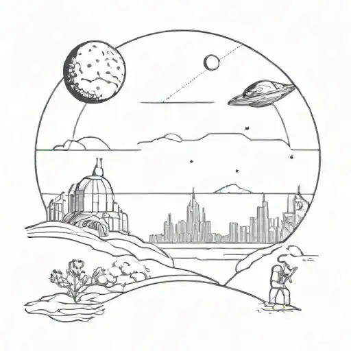 science fiction scene tattoo design idea