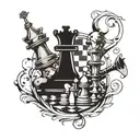 A tattoo design combining musical notes and chess pieces to represent the client's love for music and chess tattoo design idea