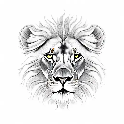 male lion female lion and 3 puppy tattoo design idea