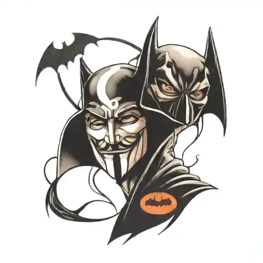 v for vendetta and batman tattoo design idea