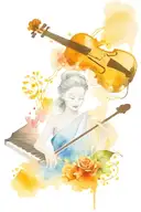 piano and violin Buddhism hippy tattoo design idea