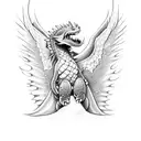 toothless the dragon cradling in his wings an angel baby tattoo design idea