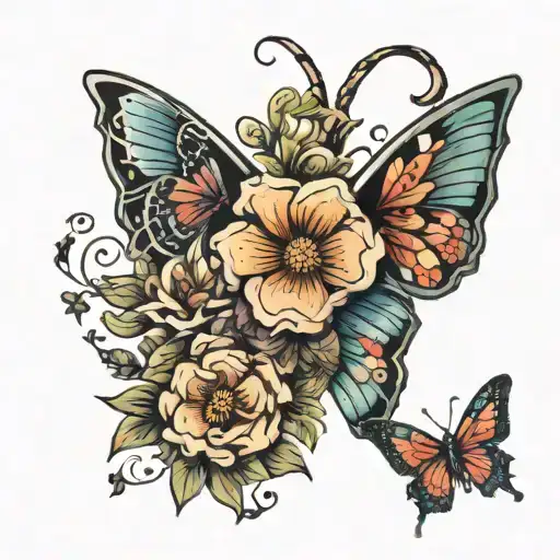 flowers, butterflies, animals  tattoo design idea