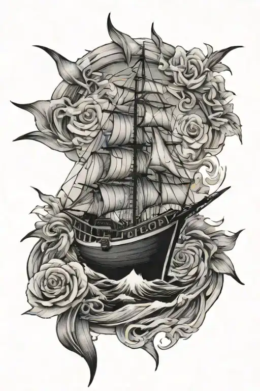 boats against the current push against the tide  tattoo design idea