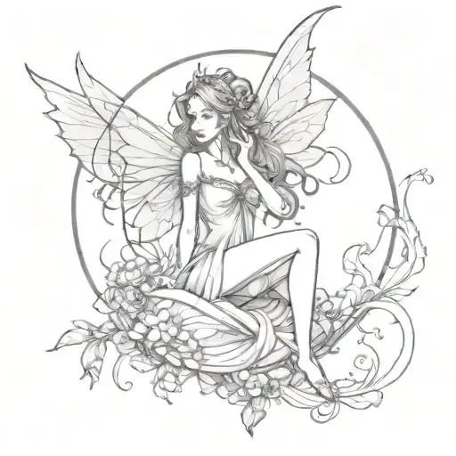 Fairy and moon tattoo design idea