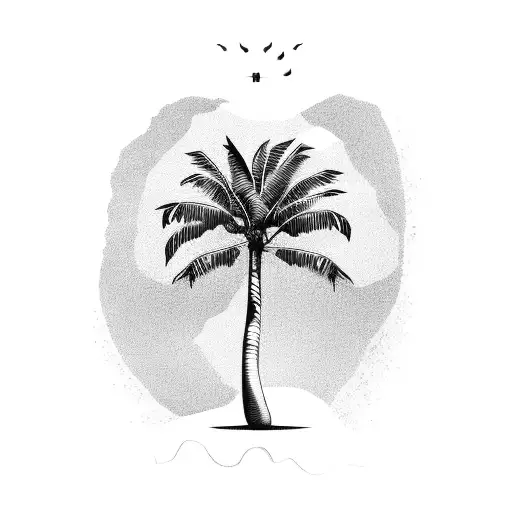 Palm Tree with Barbados map  tattoo design idea