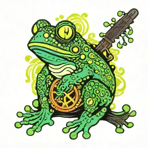 hippie frog peace sign lava lamps tattoo design idea